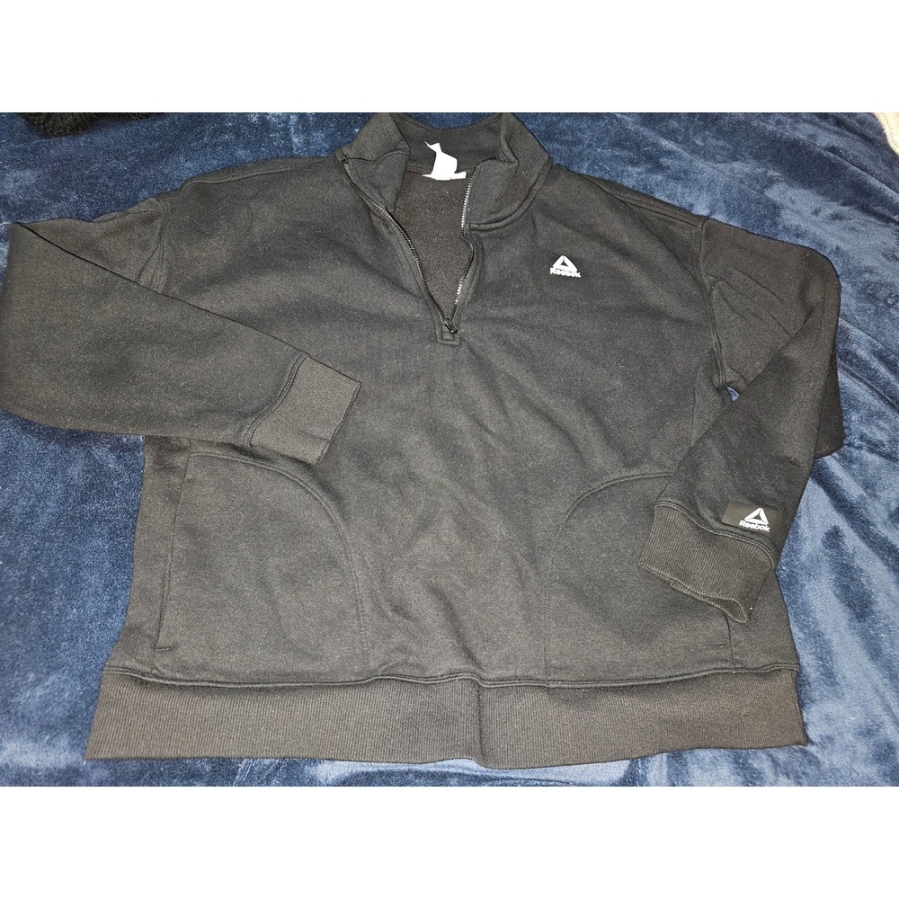 Reebok Womens Black Quarter Zip Fleece Pullover Sweatshirt Medium REW244TL08